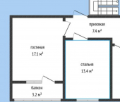 2-комн, 53кв м, этаж 1/4 улица 8 Марта, 19