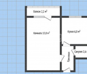 1-комн, 24кв м, этаж 3/5 улица Ленина, 197