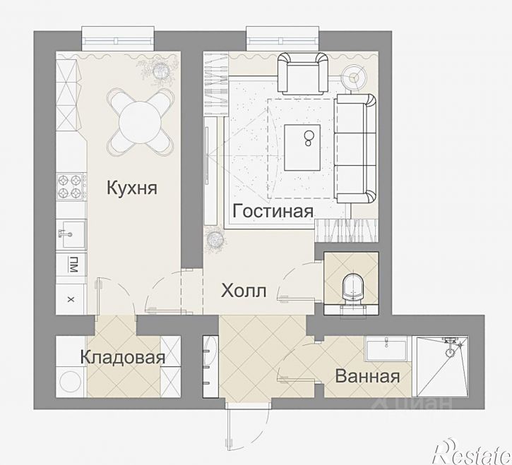 1-комн квартира ул Кубанская, 34,  д. 34